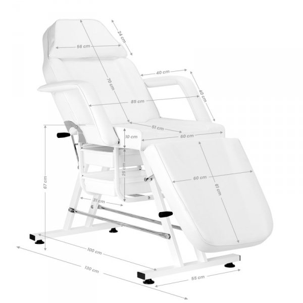 Fotel kosmetyczny Sillon z kuwetami biały