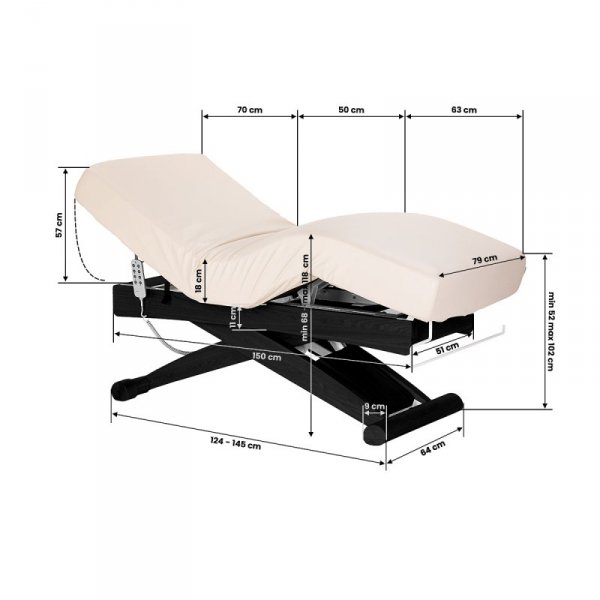 Leżanka SPA Sillon Siesta kremowa z czarną podstawą