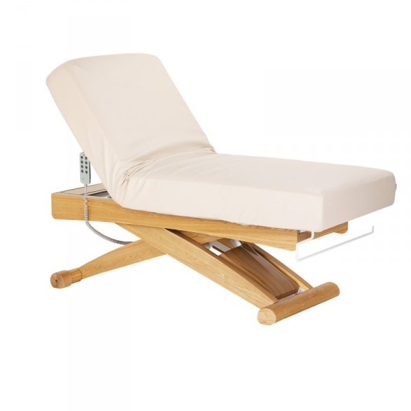 Leżanka SPA Sillon Siesta kremowa z jasnobrązową podstawą