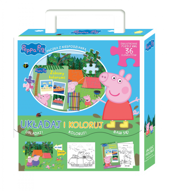 Świnka Peppa Układaj i koloruj! Zabawy kolorami + puzzle XXL