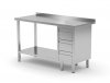 Stół przyścienny szafka z trzema szufladami i półką - szuflady po prawej stronie 900 x 700 x 850 mm POLGAST 125097-3-P 125097-3-P