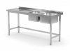 Stół z dwoma zlewami i otworem na odpadki - komory po prawej stronie 1600 x 700 x 850 mm POLGAST 246167-P 246167-P