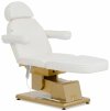 Fotel kosmetyczny - elektryczny - podgrzewany - 3 silniki - 300 W - 200 x 60 x 60 - 82 cm - 200 kg - biały / złoty Physa 10040822 PHYSA APRILIA WHITE
