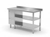 Stół przyścienny szafka z dwiema szufladami i dwiema półkami - szuflady po lewej stronie 1100 x 600 x 850 mm POLGAST 125116-L/2 125116-L/2