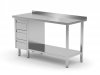 Stół przyścienny szafka z trzema szufladami i półką - szuflady po lewej stronie 1600 x 600 x 850 mm POLGAST 125166-3-L 125166-3-L