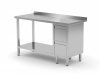 Stół przyścienny szafka z dwiema szufladami i półką - szuflady po prawej stronie 1600 x 600 x 850 mm POLGAST 125166-P 125166-P