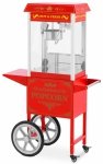 Retro maszyna do popcornu z wózkiem- czerwona - 1600 W - 5 kg/h Royal Catering 10012713 RCPW-16E.1-2F