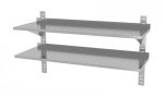 Półka wisząca przestawna podwójna, perforowana z dwiema konsolami 1200 x 300 x 600 mm POLGAST 384123-PERF 384123-PERF