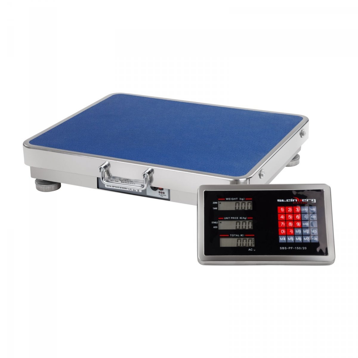 Steinberg Systems SBS-PF-1000/200N platformweegschaal, oprolbaar, 1000 kg / 0,2 kg 600 x 800 x 195 mm kg/lb industriële weegschaal, vloerweegschaal