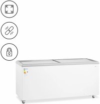 Zamrażarka skrzyniowa - 550 l - przeszklone drzwi - zamykana - Royal Catering 1001321 RCFGDF-550 