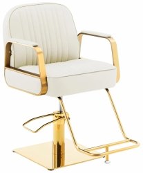  Fotel fryzjerski z podnóżkiem - 560 - 730 mm - 200 kg - kremowy / złoty Physa 10040760  PHYSA STAUNTON CREAM & GOLD