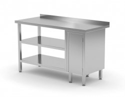 Stół przyścienny szafka z drzwiami na zawiasach i dwiema półkami - szafka po prawej stronie 1700 x 600 x 850 mm POLGAST 126176-P/2 126176-P/2