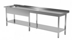 Stół ze zlewem i półką - komora po lewej stronie 2300 x 600 x 850 mm POLGAST 212236-6-L 212236-6-L