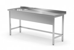 Stół ze zlewem wzmocniony bez półki - komora po lewej stronie 1800 x 700 x 850 mm POLGAST 210187-L 210187-L