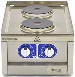 Elektryczna płyta kuchenna 2 Palniki W400 x D600 x H240 mm MAXIMA 09391550 8719632123224