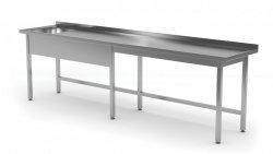 Stół ze zlewem bez półki - komora po lewej stronie 2400 x 600 x 850 mm POLGAST 211246-6-L 211246-6-L