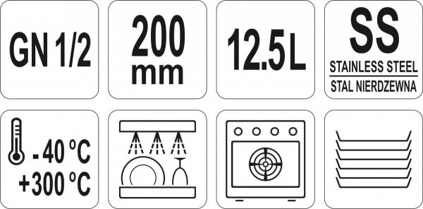 POJEMNIK GASTRONOMICZNY GN 1/2 200 YATO YG-00265 YG-00265