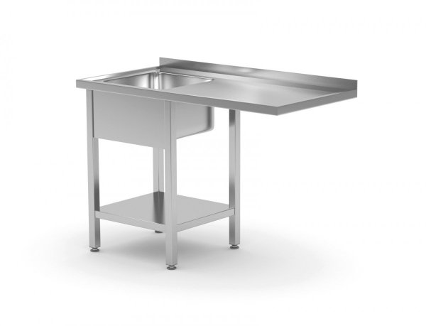 Stół ze zlewem, półką i miejscm na zmywarkę lub lodówkę - komora po lewej stronie 1400 x 700 x 850 mm POLGAST 231147-L 231147-L
