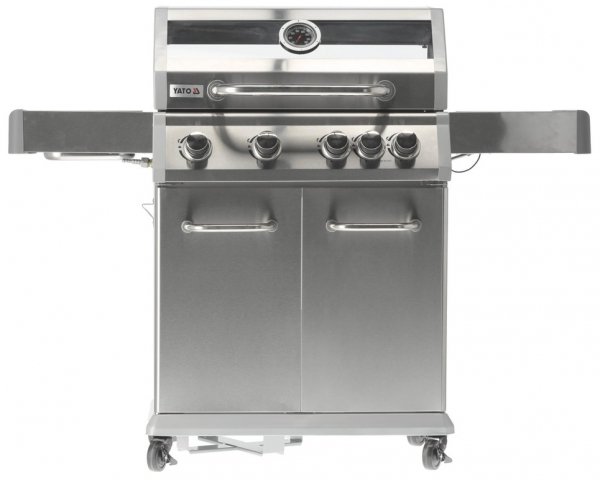 GRILL GAZOWY 4+1 STAL NIERDZEWNA 14,2KW, Z SZYBĄ YATO YG-20003