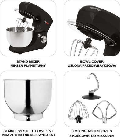 MIKSER PLANETARNY 800W, 5,5L CIEMNY SZARY LUND 67805 67805