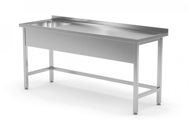Stół ze zlewem wzmocniony bez półki - komora po lewej stronie 1800 x 700 x 850 mm POLGAST 210187-L 210187-L