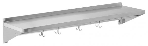 PÓŁKA WISZĄCA Z RANTEM I HACZYKAMI POJEDYNCZA 150 X 30 CM YATO YG-08938 