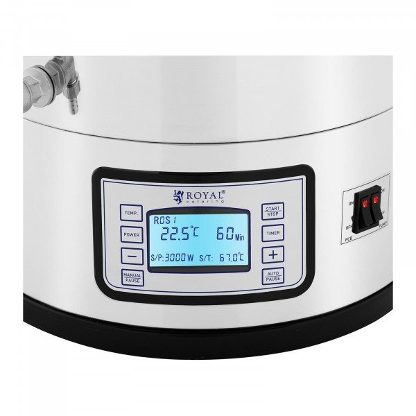 Kocioł warzelny - 50 L - 3000 W - 25-100°C - stal nierdzewna - wyświetlacz LCD - timer ROYAL CATERING 10011962 RCBM-50N
