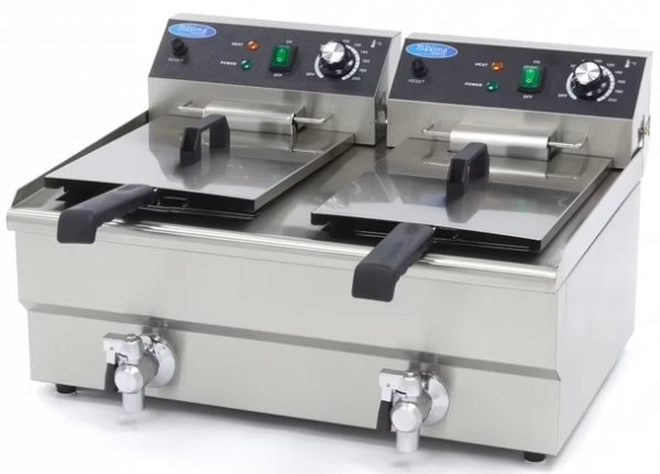 Frytownica 2 x 13L z Kranem 6000W Profesjonalna MAXIMA 09365231 8720365340284