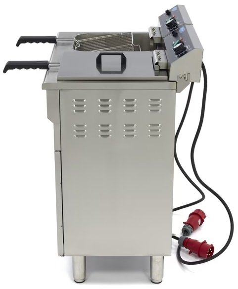 Frytownica Elektryczna 2 x 16L z Kranem i Szafka Profesjonalna MAXIMA 09365156 8719632126577