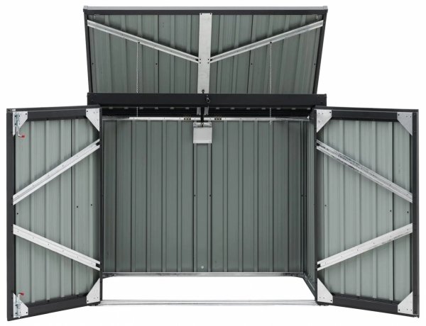 Osłona na kosze na śmieci metalowa- 2 kosze (240 l) - zamykana Uniprodo 10250609 UNI_SHED_02