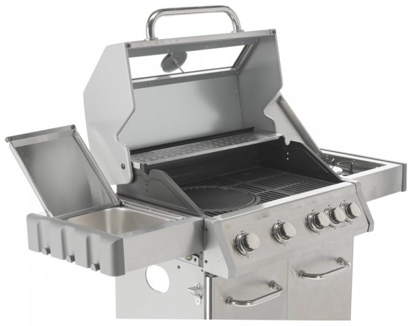 GRILL GAZOWY 4+1 STAL NIERDZEWNA 14,2KW, Z SZYBĄ YATO YG-20003