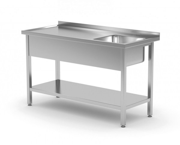 Stół ze zlewem i półką - komora po prawej stronie 1500 x 600 x 850 mm POLGAST 212156-P 212156-P