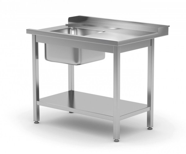 Stół załadowczy do zmywarek ze zlewem i półką - prawy 1300 x 760 x 850 mm POLGAST 238137-760-P 238137-760-P