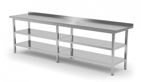 Stół przyścienny z dwiema półkami 2800 x 700 x 850 mm POLGAST 103287/2-6 103287/2-6
