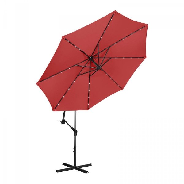 Parasol ogrodowy wiszący - Ø300 cm - czerwony - LED UNIPRODO 10250085 UNI_UMBRELLA_R300REL