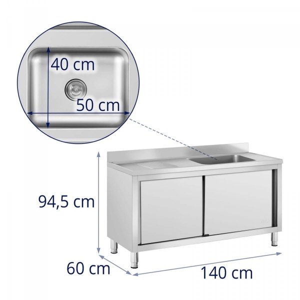 Szafka ze zlewem - 1 komora 500 x 400 x 240 mm ROYAL CATERING 10012139 RC-IKS06