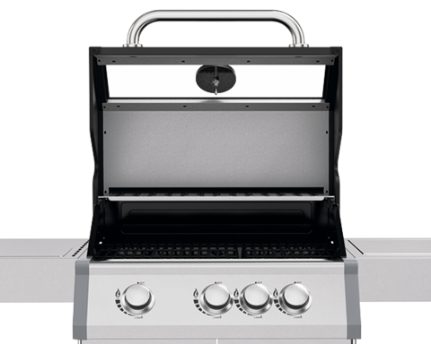 GRILL GAZOWY 3+1 STAL NIERDZEWNA 11,5KW, Z SZYBĄ YATO YG-20015