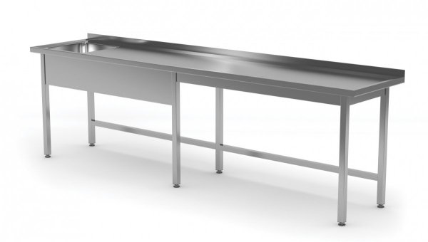 Stół ze zlewem bez półki - komora po lewej stronie 2700 x 600 x 850 mm POLGAST 211276-6-L 211276-6-L