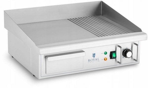 Płyta grillowa - 360 x 560 mm - gładka i ryflowana - 3000 W ROYAL CATERING 10012025 RCPG47-M