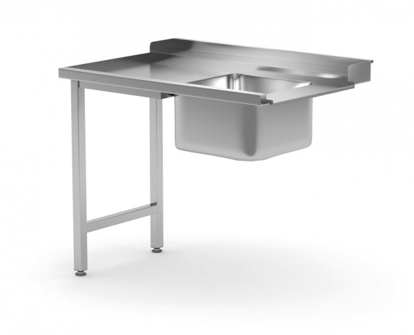 Stół załadowczy do zmywarek ze zlewem na dwóch nogach - lewy 700 x 760 x 850 mm POLGAST 240077-760-L 240077-760-L