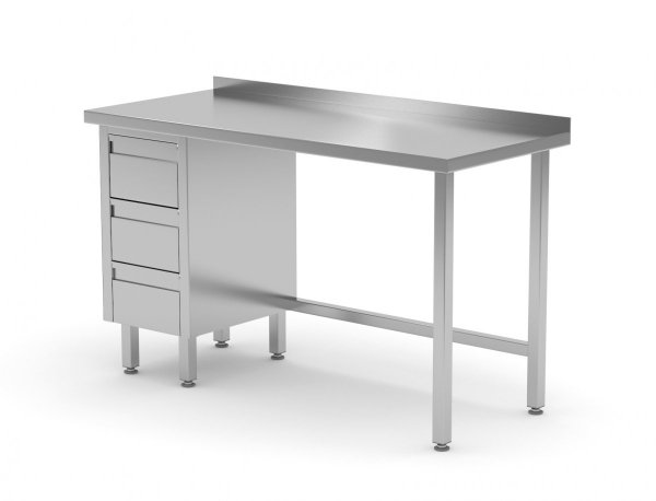 Stół przyścienny szafka z trzema szufladami - szuflady po lewej stronie 1100 x 600 x 850 mm POLGAST 123116-3-L 123116-3-L