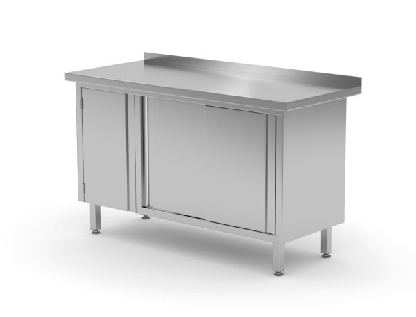 Stół przyścienny z szafką i drzwiami suwanymi - drzwi na zawiasach po lewej stronie 1700 x 600 x 850 mm POLGAST 134176-L 134176-L