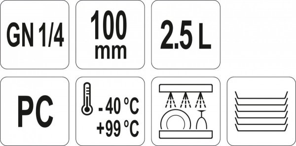 POJEMNIK GASTRONOMICZNY GN 1/4 100MM PC YATO YG-00420 YG-00420