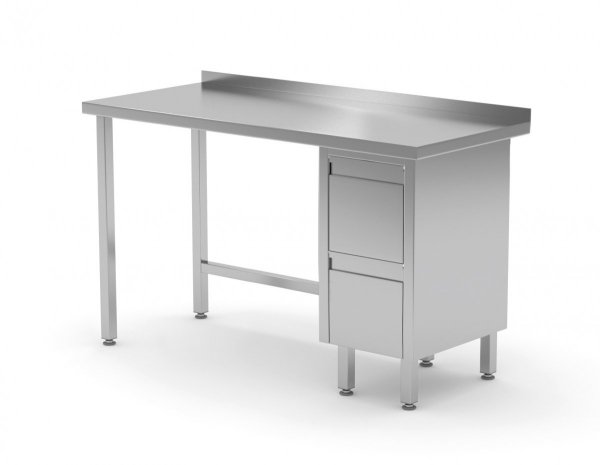 Stół przyścienny szafka z dwiema szufladami - szuflady po prawej stronie 1300 x 700 x 850 mm POLGAST 123137-P 123137-P