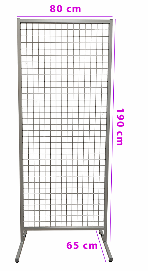Stojak ekspozytor z 25 haczykami - SZARY + komplet 4 kół