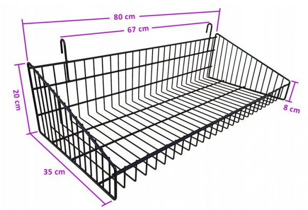 Stojak ekspozytor z 20 haczykami, 2 koszami - CZARNY + komplet 4 kół