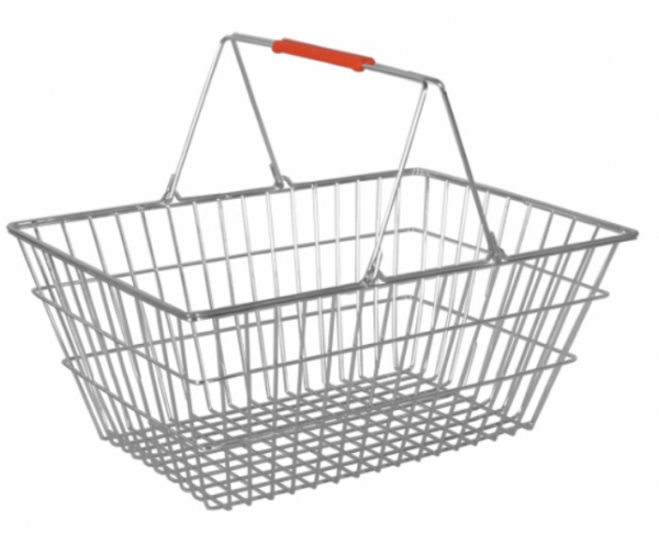 Koszyk sklepowy - druciany, chromowany 22 L z 2 rączkami