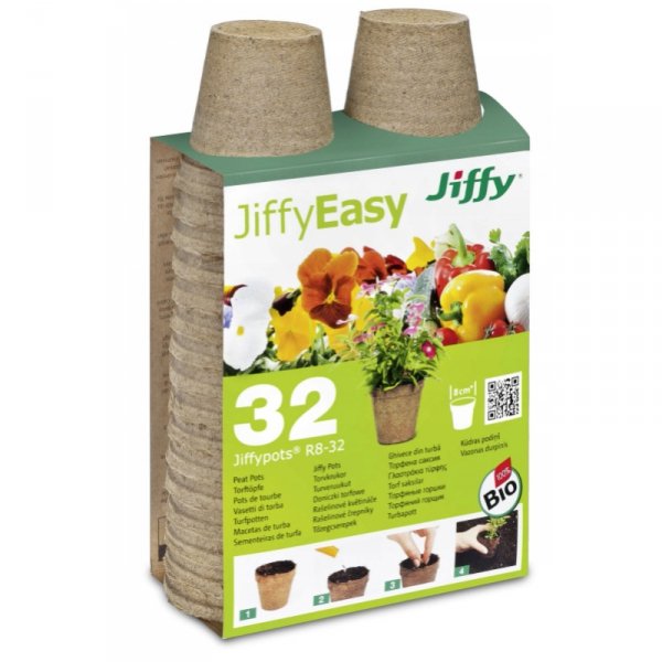 doniczki torfowe ekologiczne Jiffy zestaw 32 sztuki