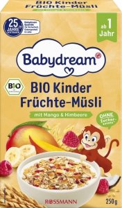 BabyDream Bio Pełnoziarniste Musli Owocowe Mango Malina 1r 250g