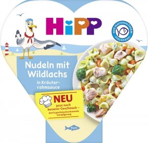 Hipp Bio Obiadek Dzieci Makaron z Łososiem w Sosie Ziołowym tacka 12m 250g